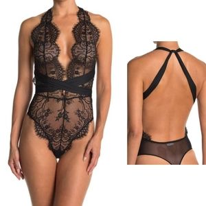 Free People Show Off Lace Bodysuit Black Combo